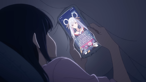 Youtube 『ray 超かぐや姫！Version』からの引用
布団の中でAIのヤチヨと相談する彩葉