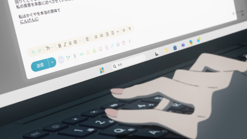 Youtube 『ray 超かぐや姫！Version』からの引用
メールを打つ彩葉の手