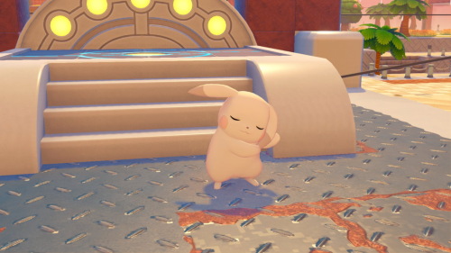 ぽこあポケモンのスクリーンショット
自分の耳を撫でているうすいろピカチュウ(うすチュウ)