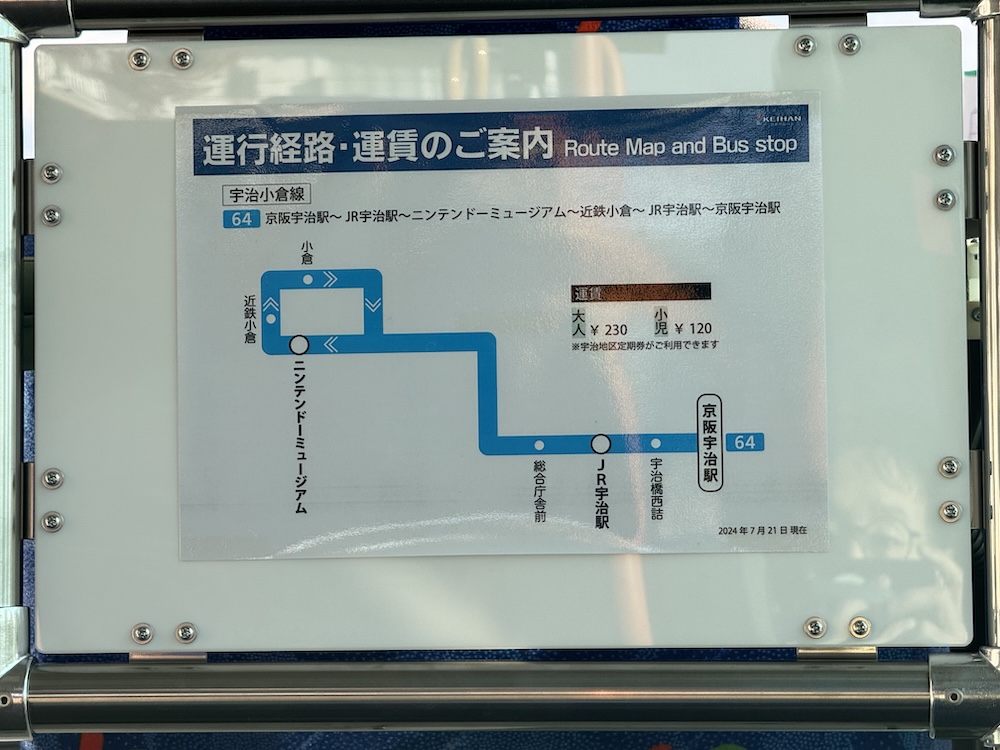 京都京阪バス64番バスの路線図